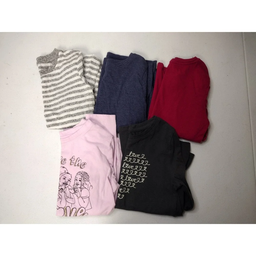 Cat & Jack Girls Long Sleeve Top Bundle Size S 6/7 5 Piece Lot